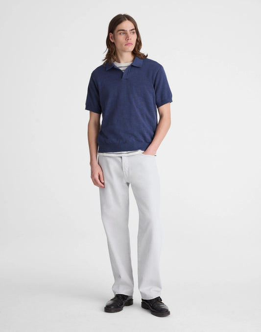 Madewell Johnny-Collar Sweater Polo in Slub Knit Cotton