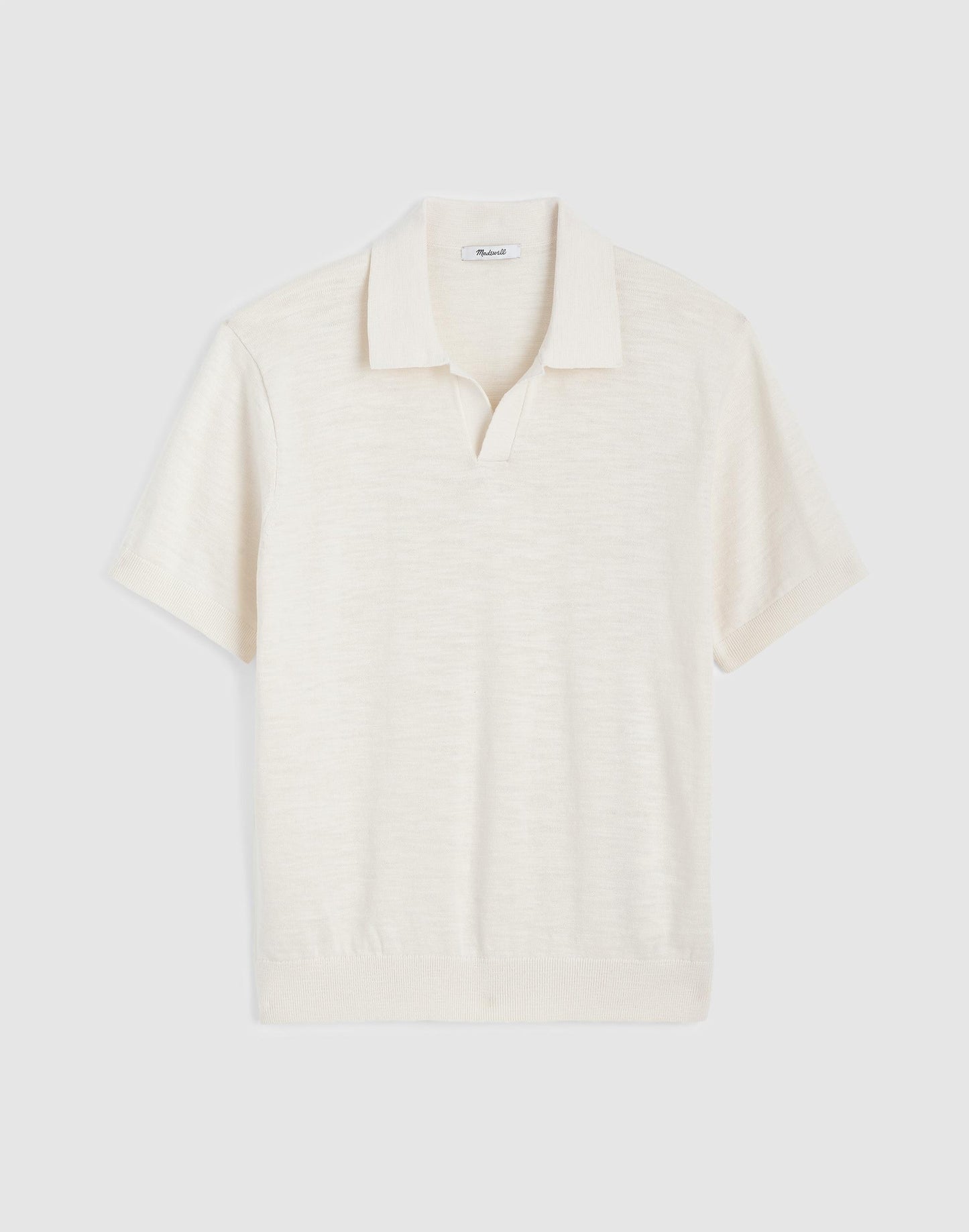 Madewell Johnny-Collar Sweater Polo in Slub Knit Cotton