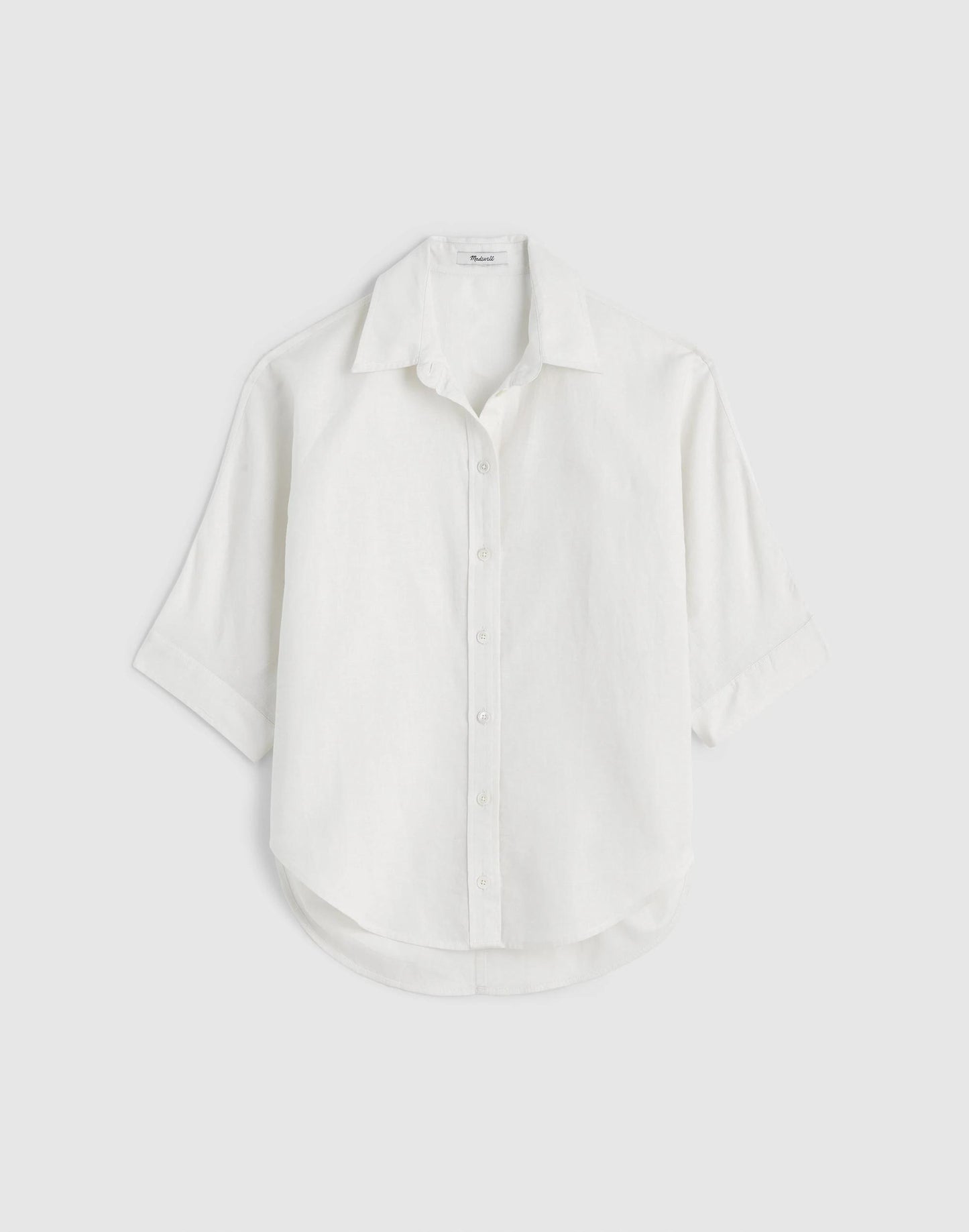 Madewell Relaxed Pleat-Sleeve Button-Up Shirt in Cotton-Linen Blend