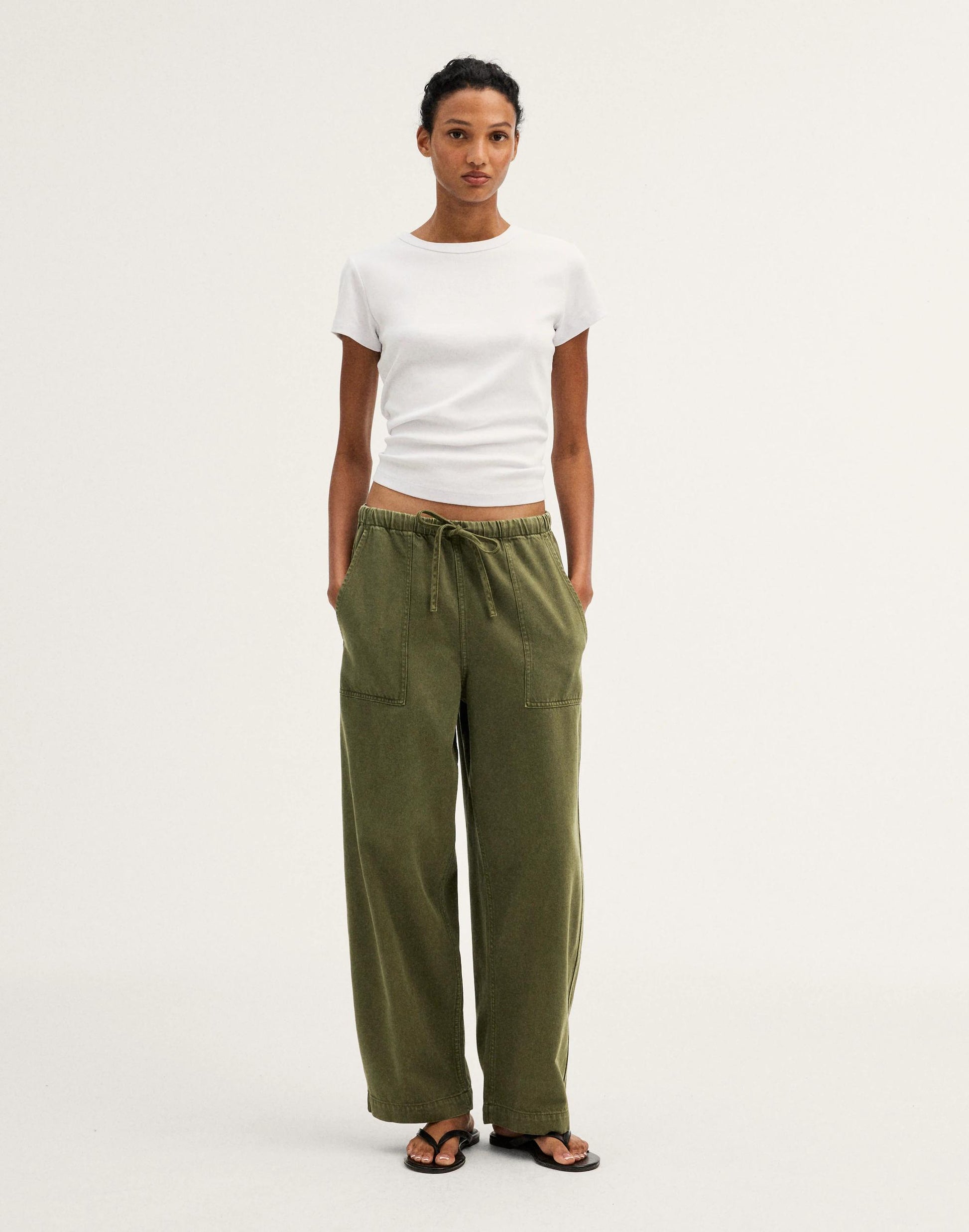 Madewell Pull-On Barrel-Leg Utility Pants in Airy Denim
