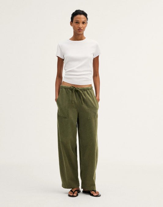 Madewell Pull-On Barrel-Leg Utility Pants in Airy Denim