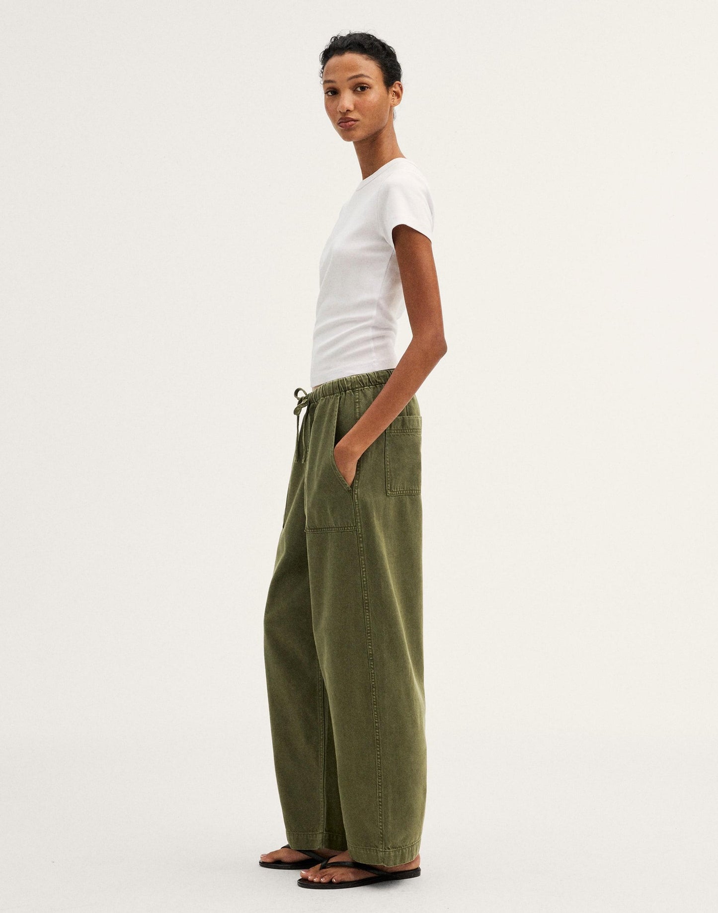 Madewell Pull-On Barrel-Leg Utility Pants in Airy Denim