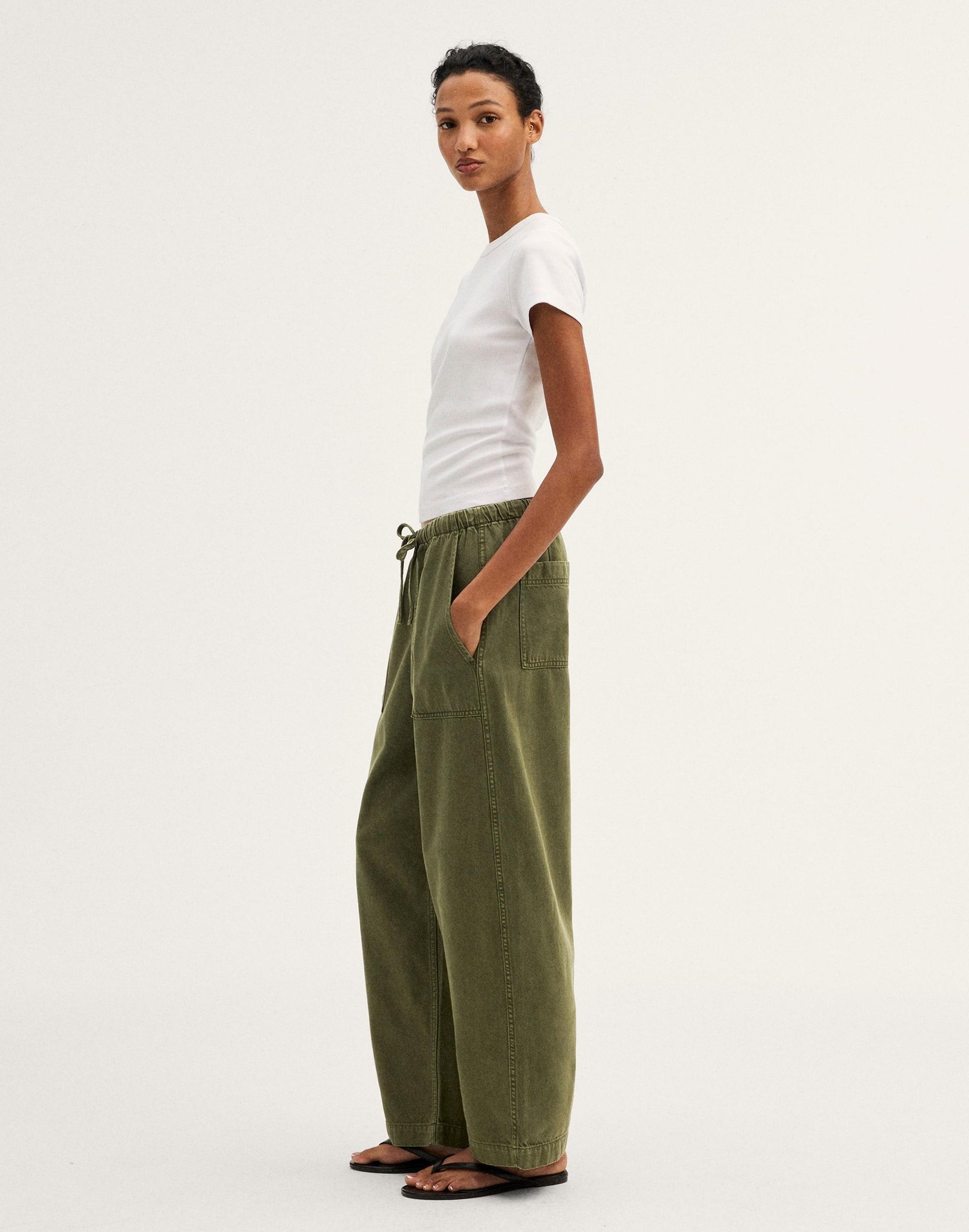 Madewell Pull-On Barrel-Leg Utility Pants in Airy Denim