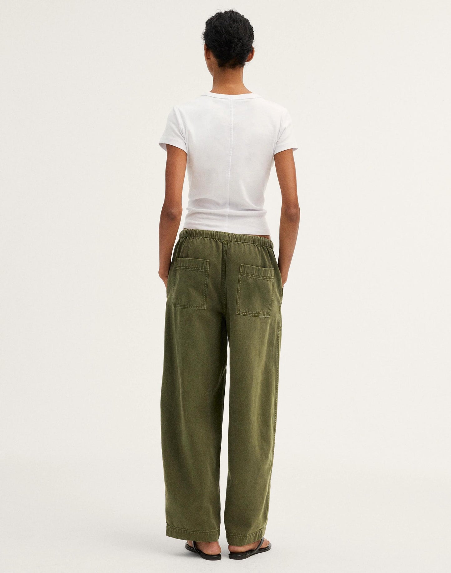 Madewell Pull-On Barrel-Leg Utility Pants in Airy Denim