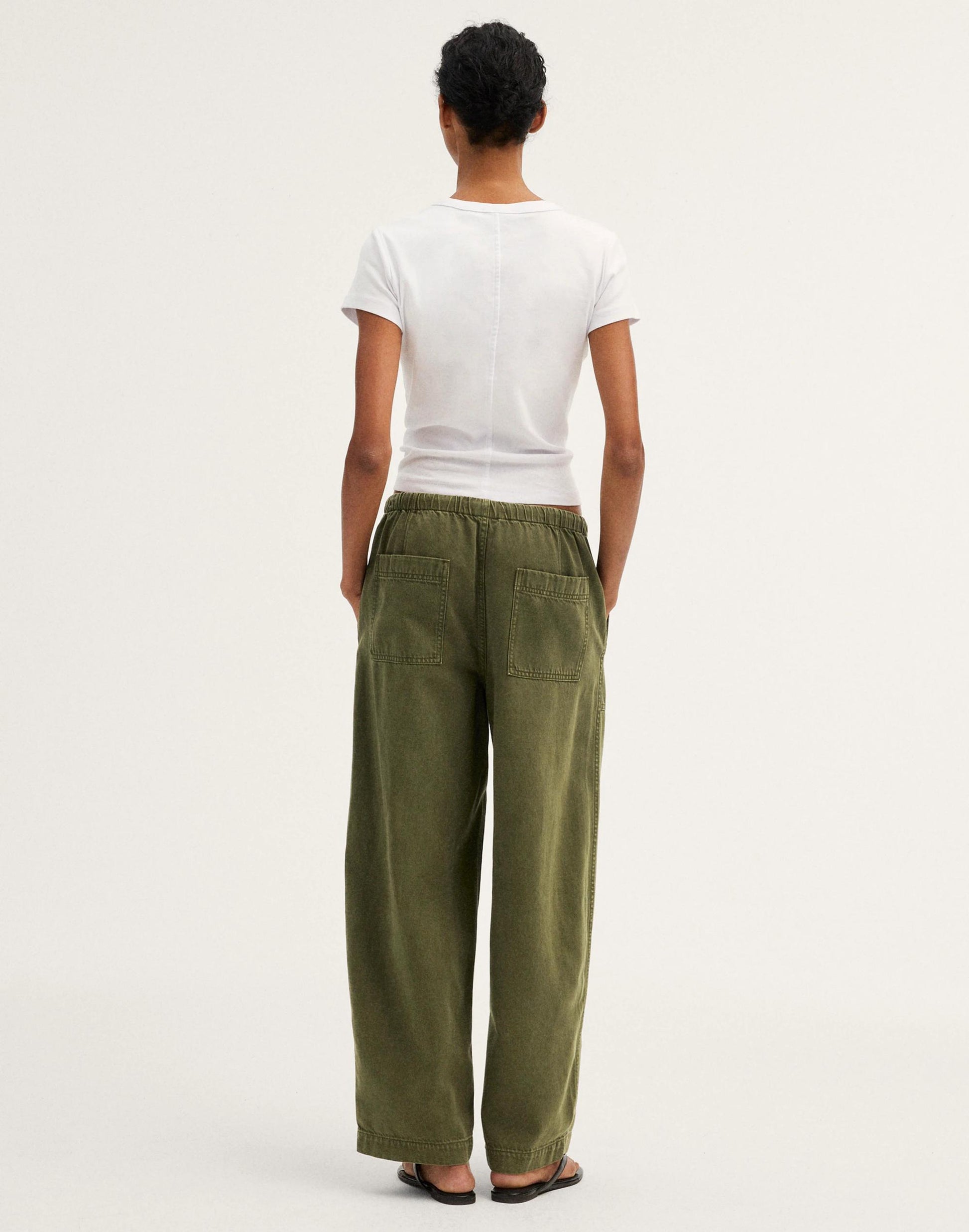 Madewell Pull-On Barrel-Leg Utility Pants in Airy Denim