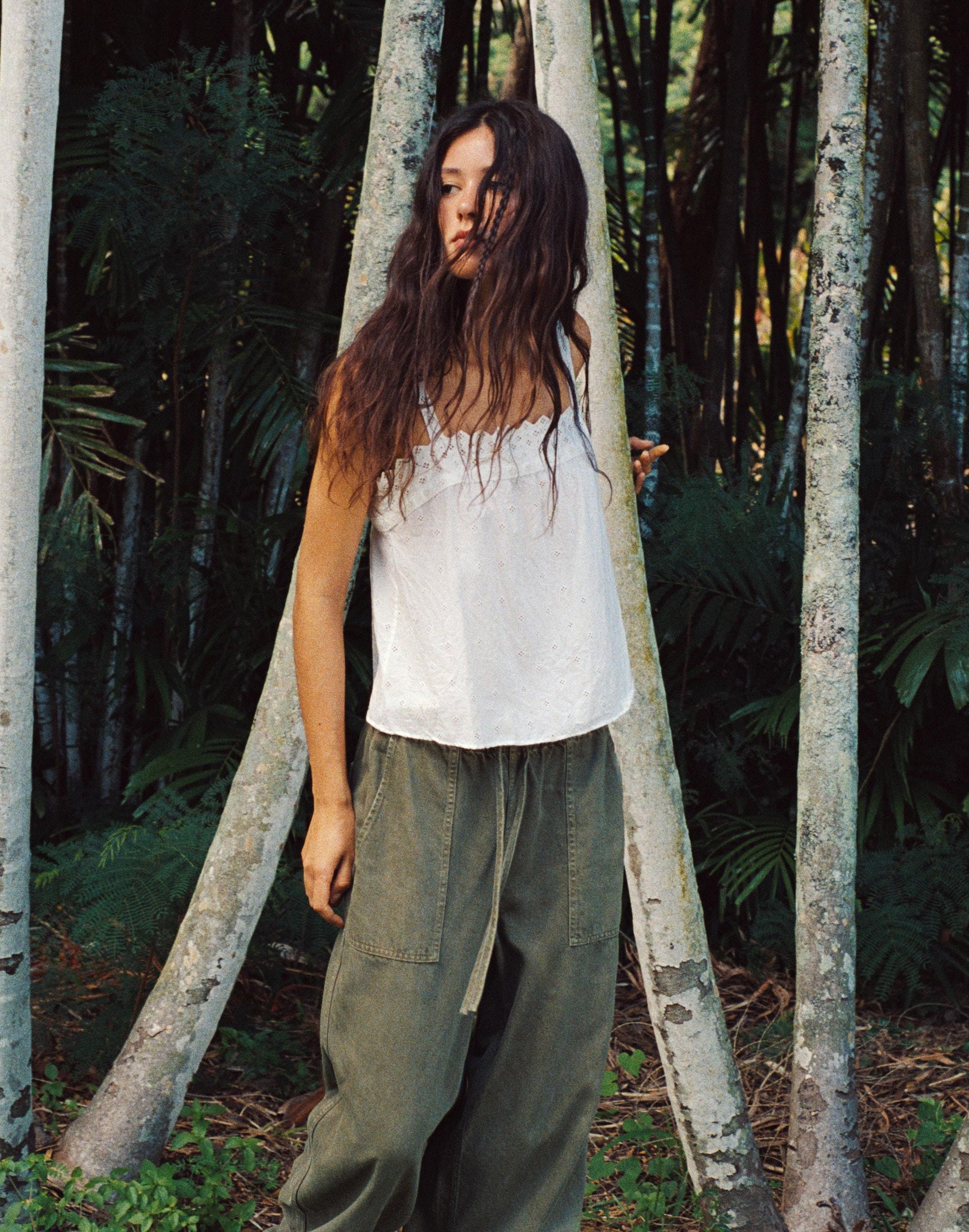 Madewell Pull-On Barrel-Leg Utility Pants in Airy Denim
