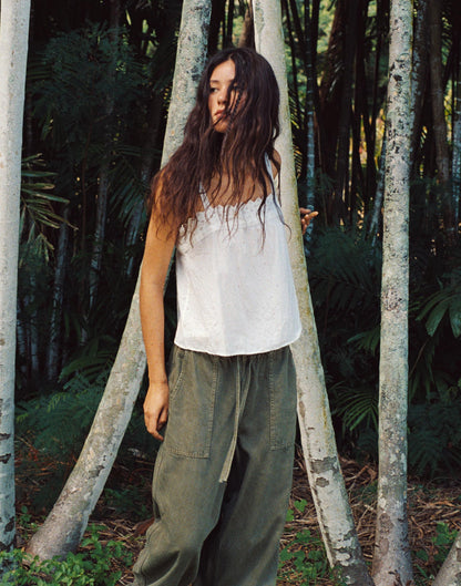 Madewell Pull-On Barrel-Leg Utility Pants in Airy Denim