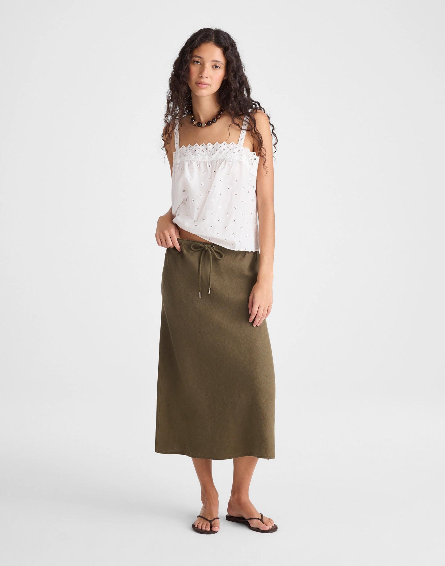 Madewell Drawstring Slip Skirt in 100% Linen