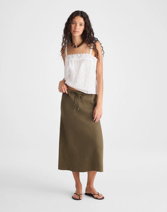 Madewell Drawstring Slip Skirt in 100% Linen