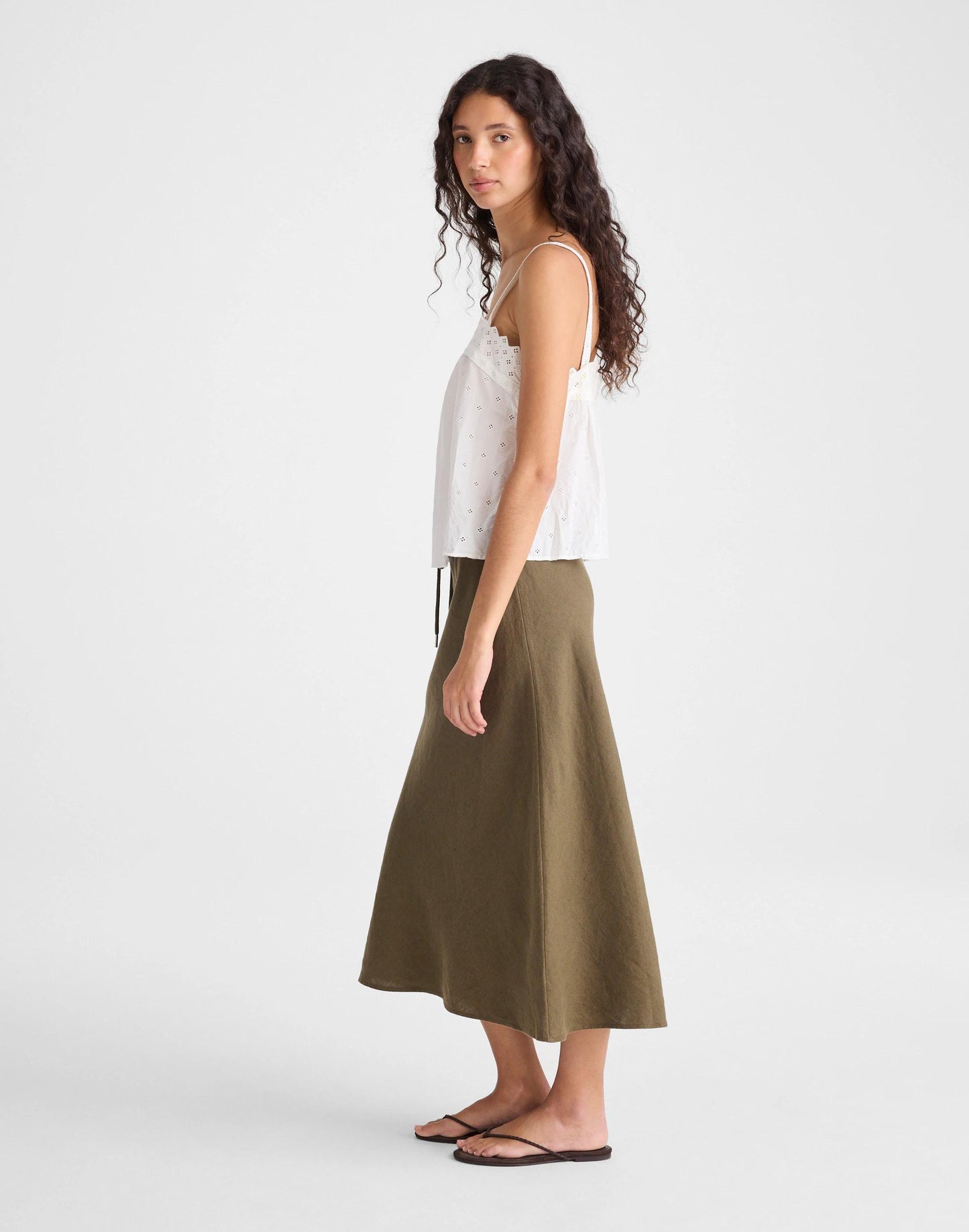 Madewell Drawstring Slip Skirt in 100% Linen