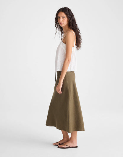 Madewell Drawstring Slip Skirt in 100% Linen