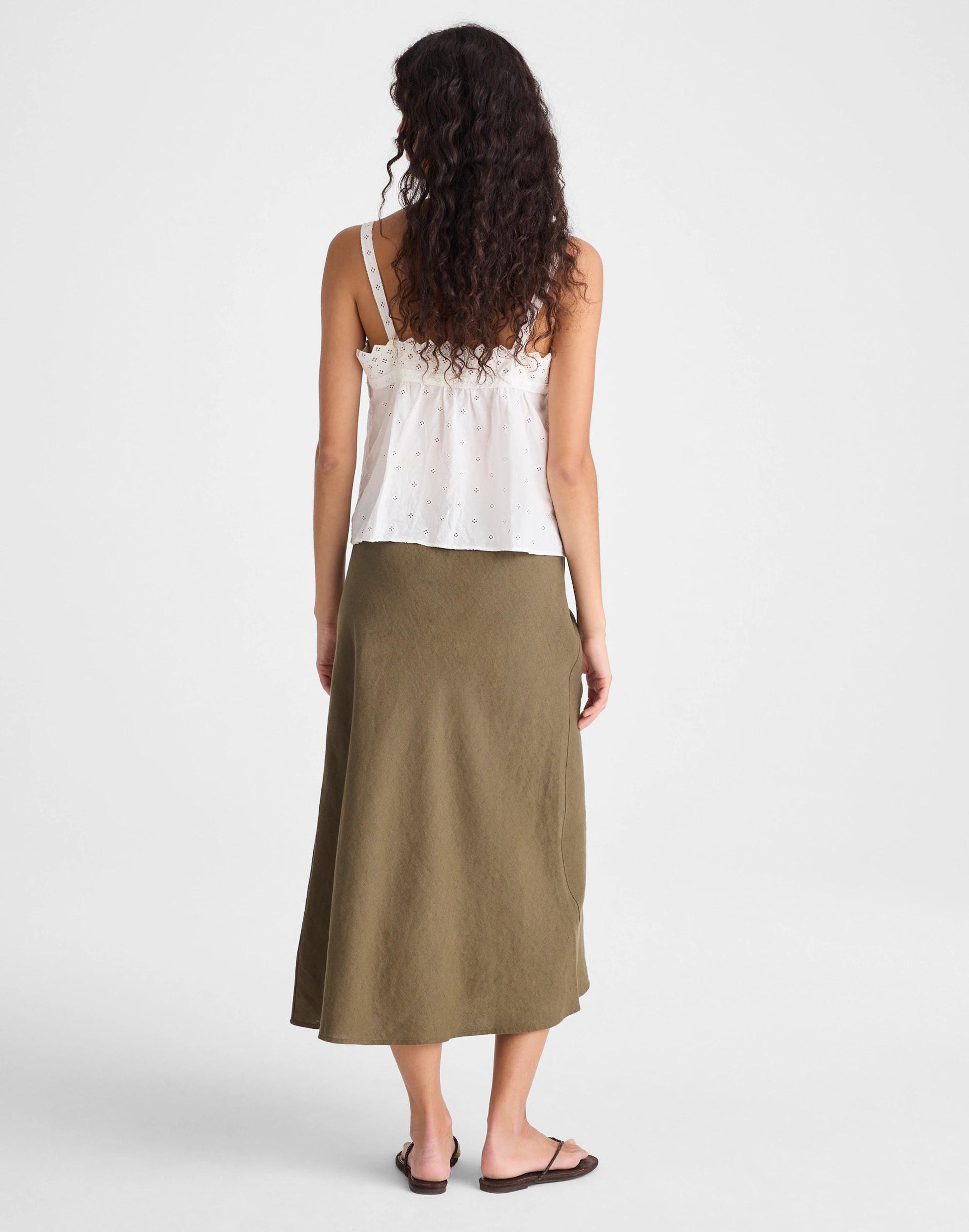 Madewell Drawstring Slip Skirt in 100% Linen