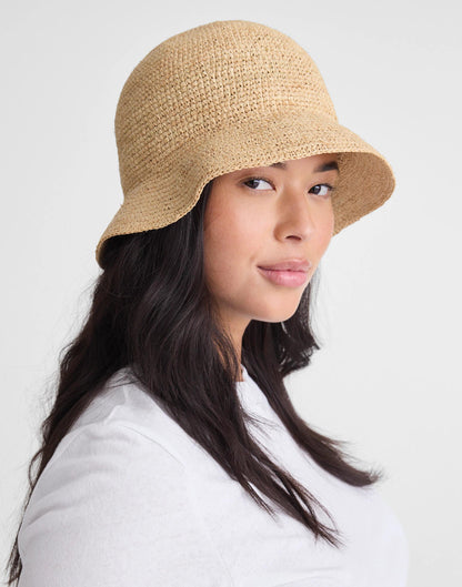 Madewell Hand-Crocheted Seamless Bucket Hat in Raffia