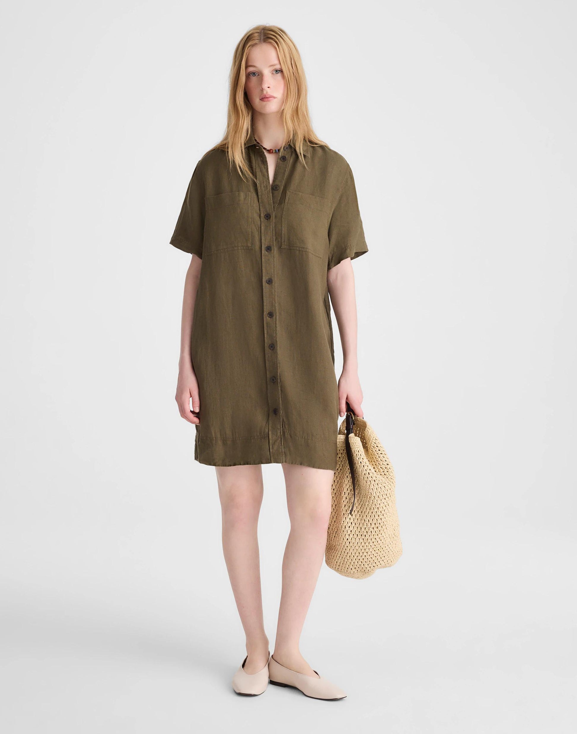Madewell Relaxed Mini Shirtdress in 100% Linen