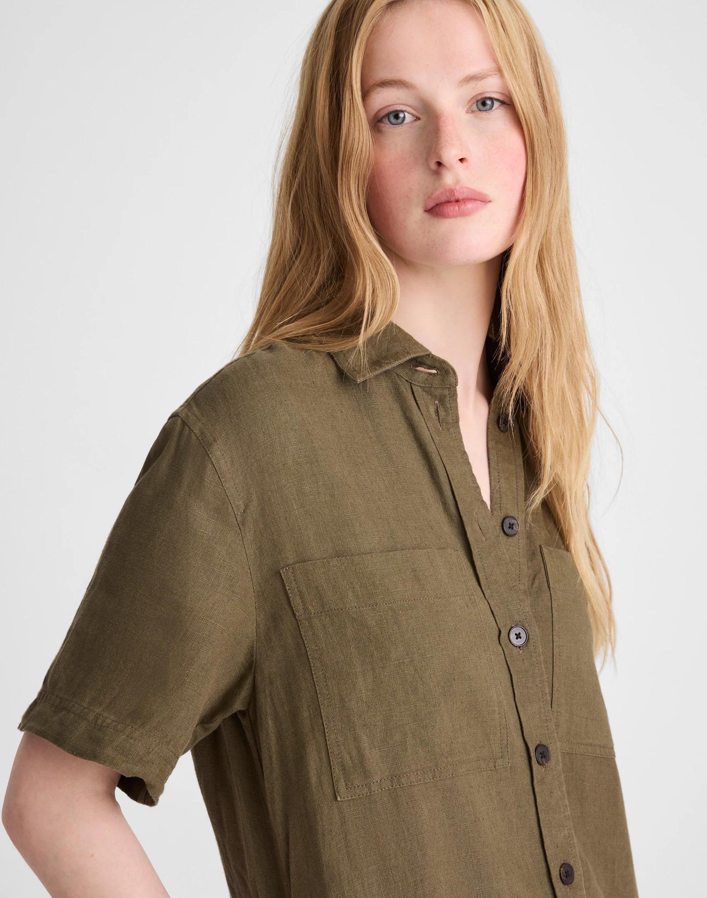 Madewell Relaxed Mini Shirtdress in 100% Linen