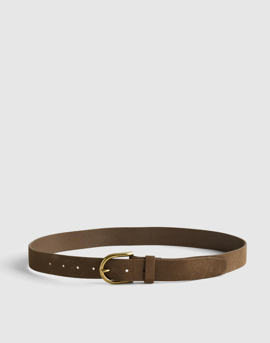 Madewell Brass-Buckle Belt in Suede