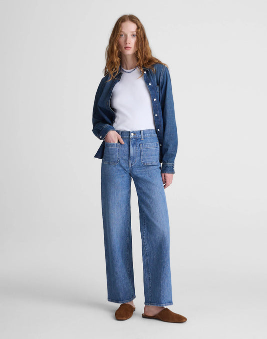 Madewell The Emmett Wide-Leg Full Length Jean: Patch Pocket Edition