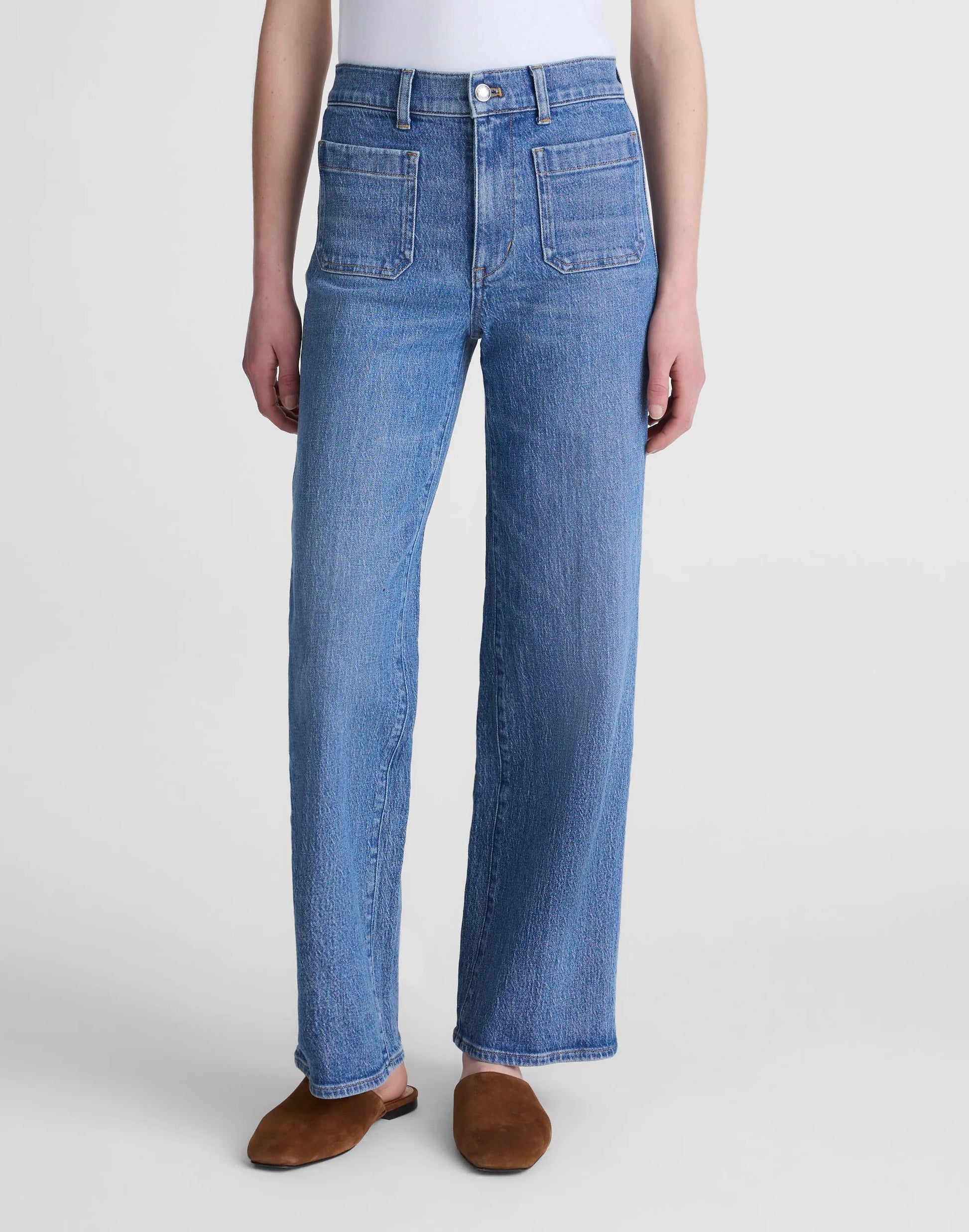 Madewell The Emmett Wide-Leg Full Length Jean: Patch Pocket Edition