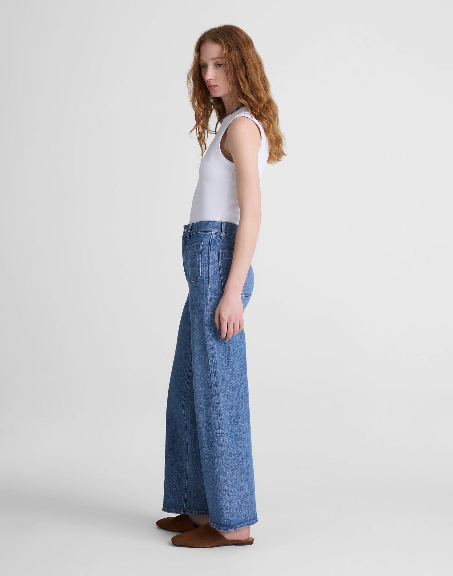 Madewell The Emmett Wide-Leg Full Length Jean: Patch Pocket Edition