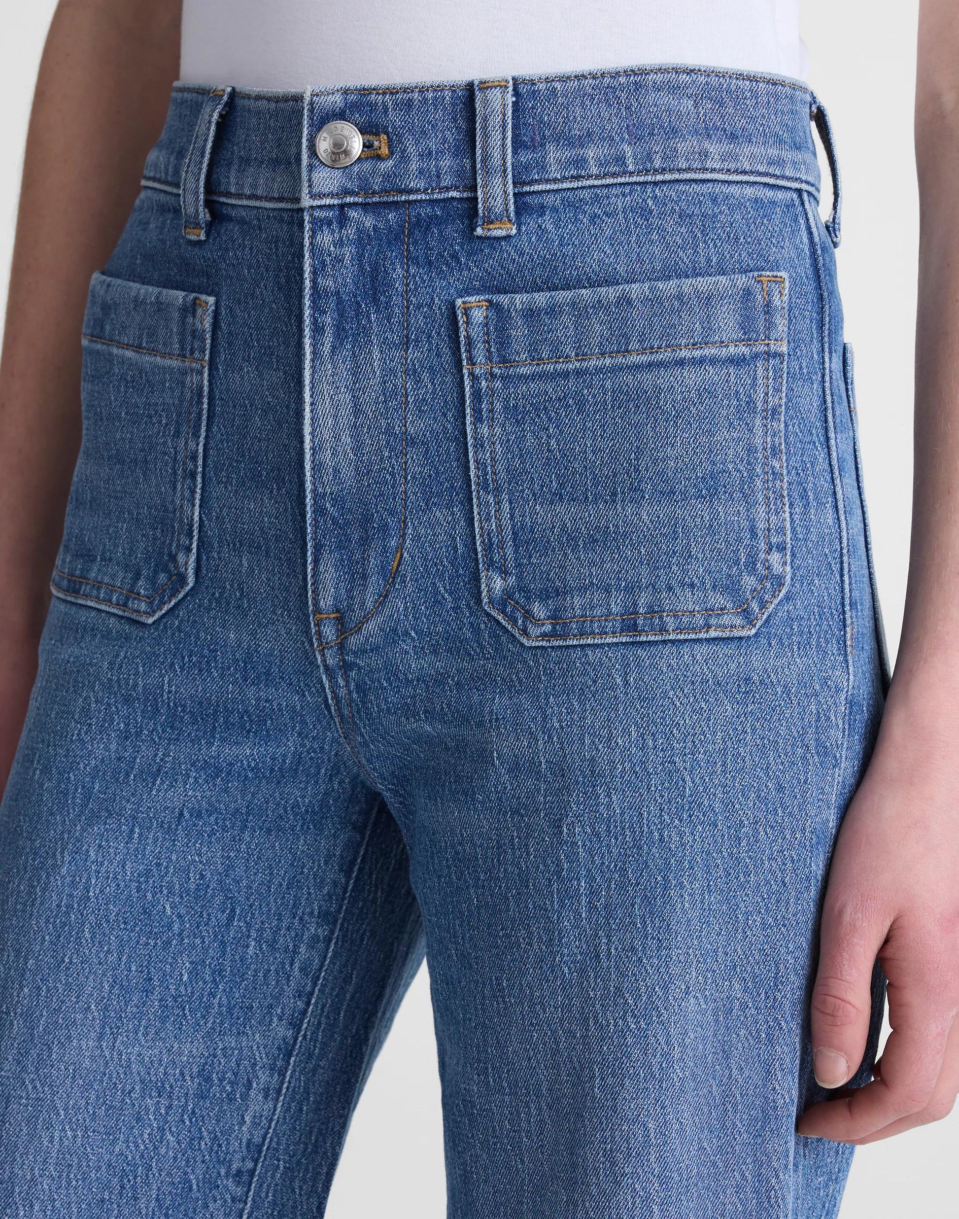 Madewell The Emmett Wide-Leg Full Length Jean: Patch Pocket Edition