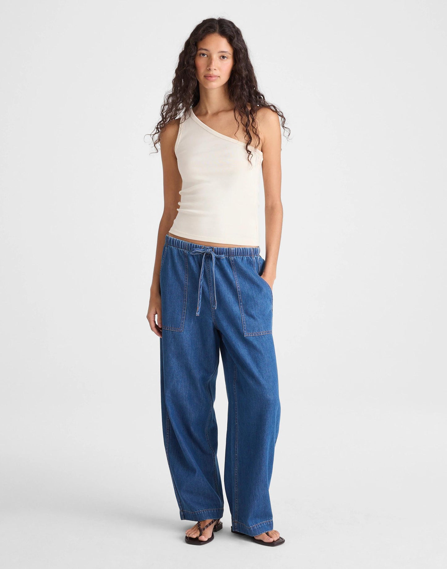 Madewell The '90s One-Shoulder Tank in Compact Cotton