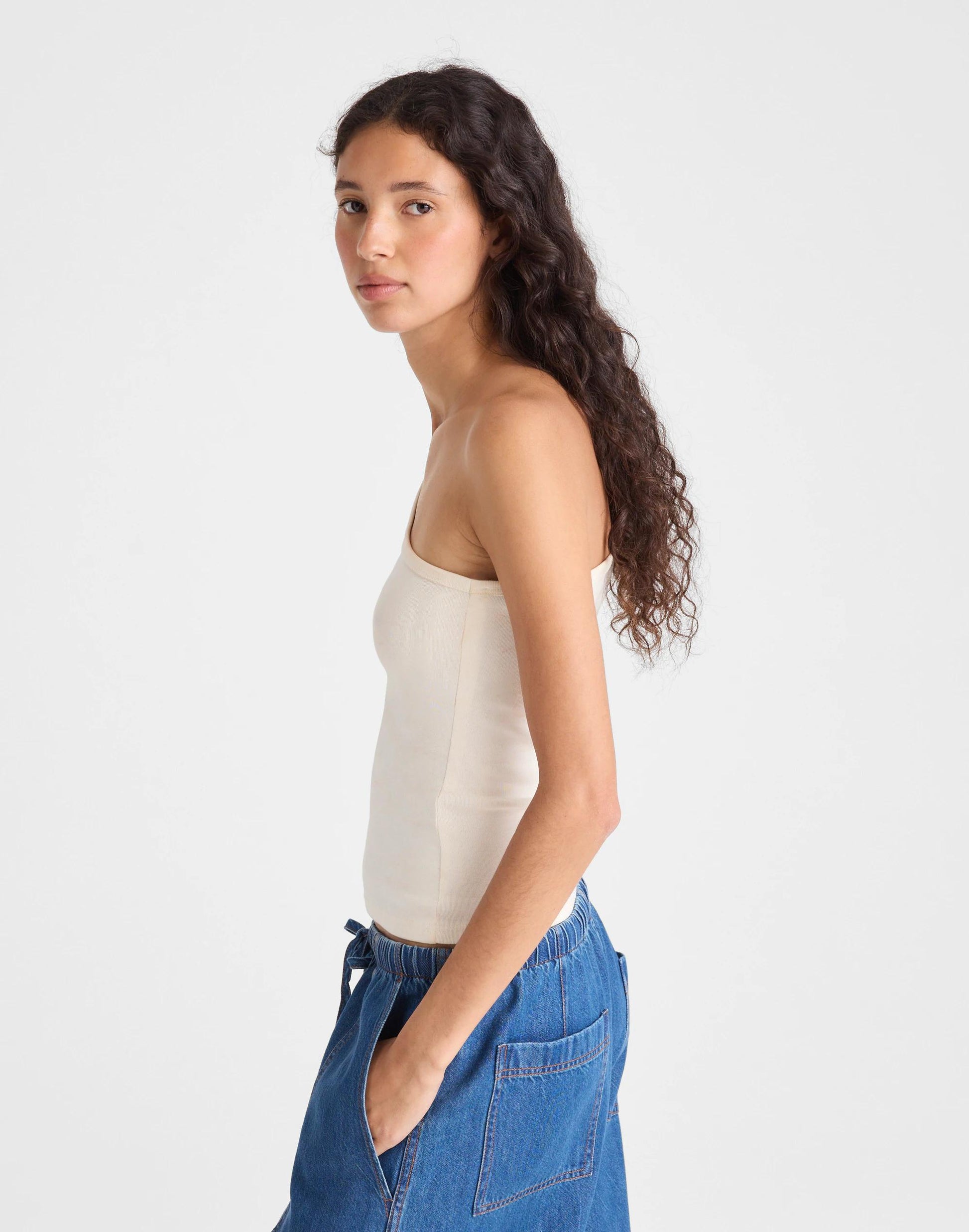 Madewell The '90s One-Shoulder Tank in Compact Cotton