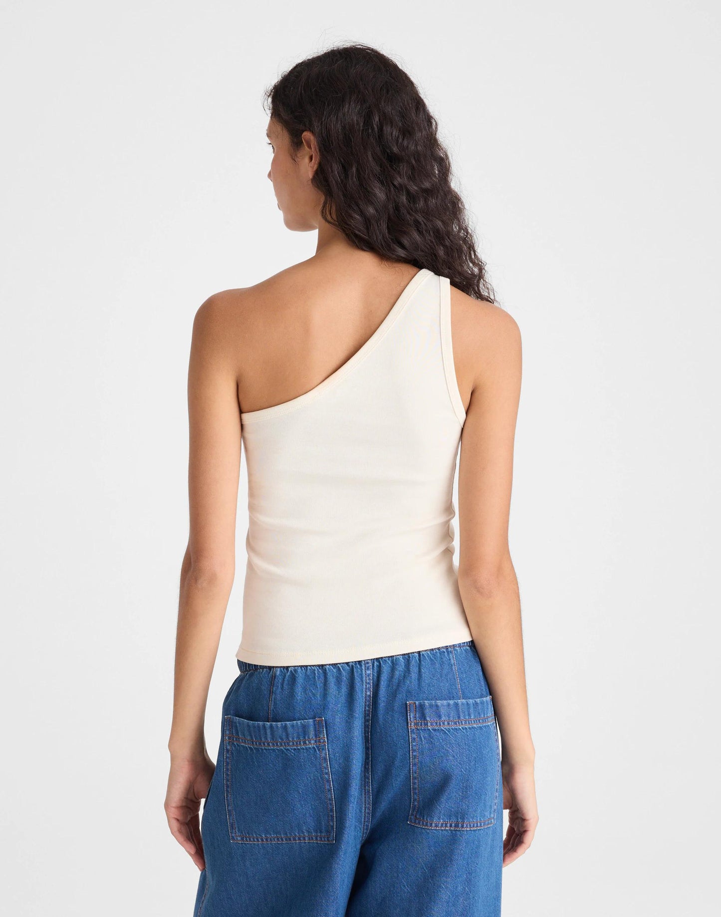 Madewell The '90s One-Shoulder Tank in Compact Cotton