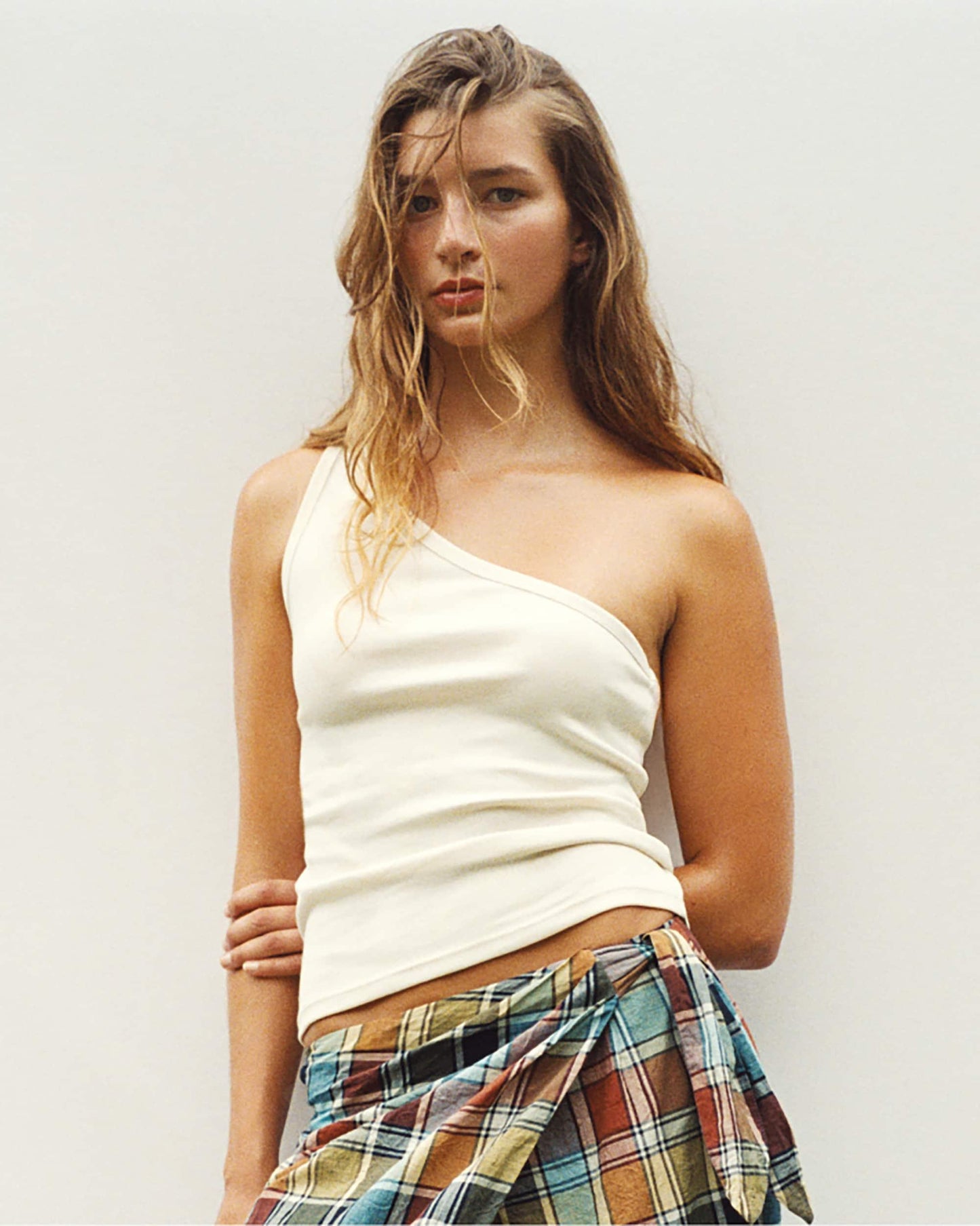 Madewell The '90s One-Shoulder Tank in Compact Cotton