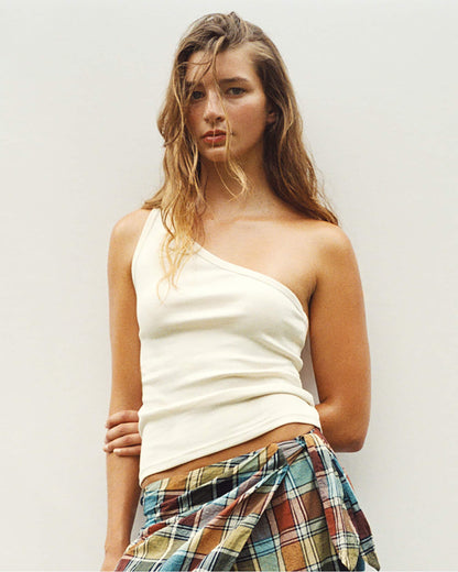 Madewell The '90s One-Shoulder Tank in Compact Cotton