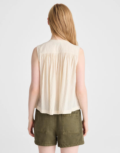 Madewell Shirred Button-Up Sleeveless Blouse