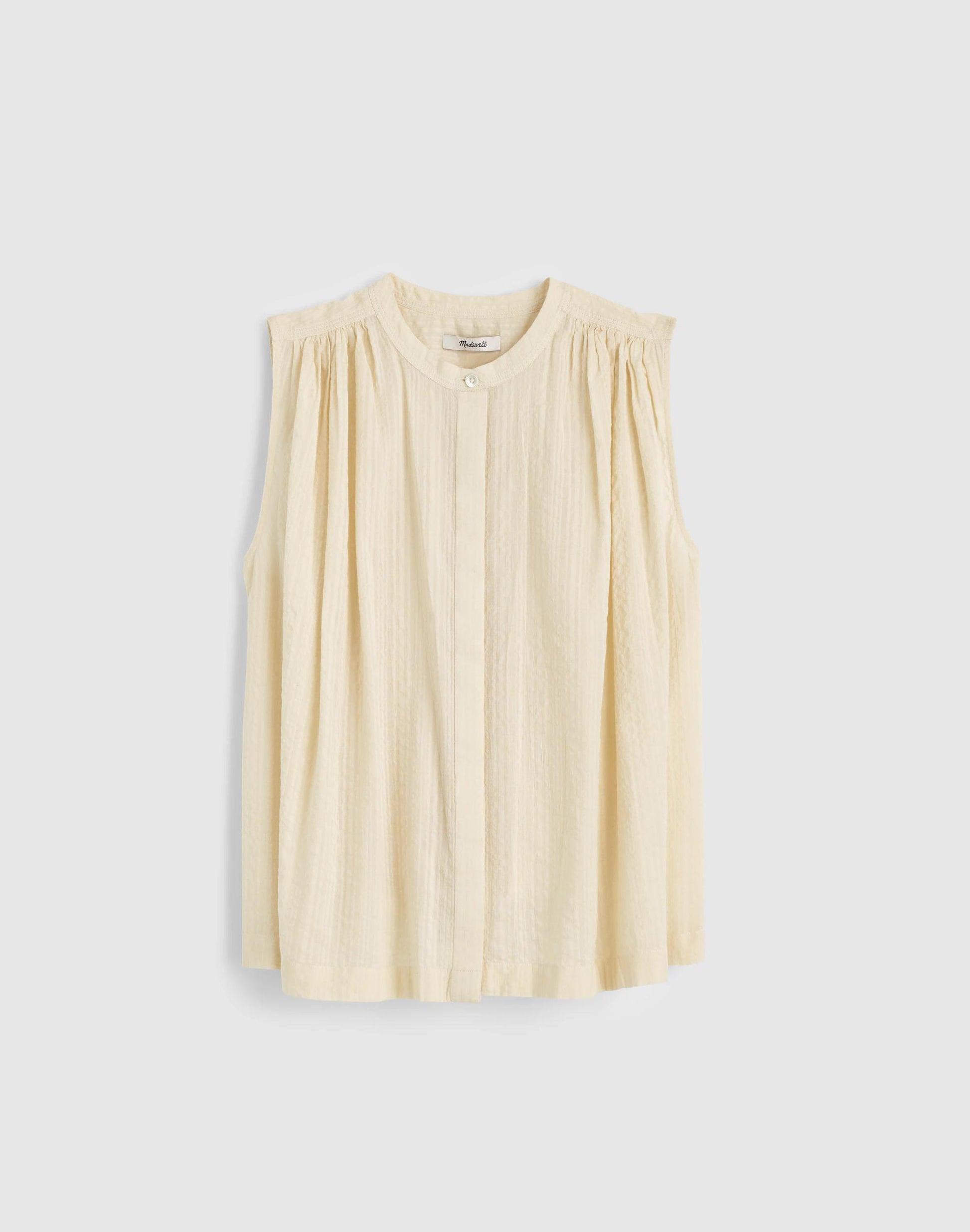 Madewell Shirred Button-Up Sleeveless Blouse
