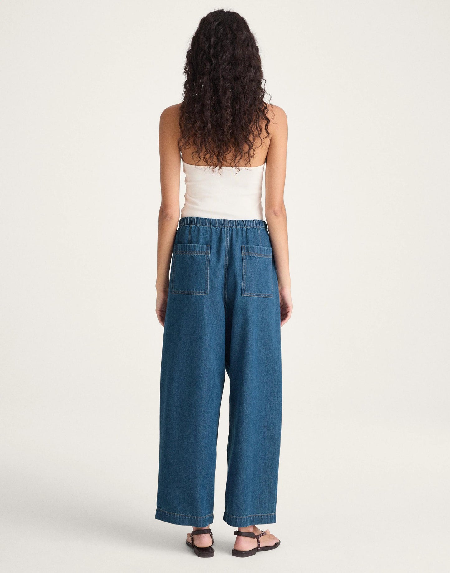 Madewell Pull-On Barrel-Leg Utility Pants in Airy Denim