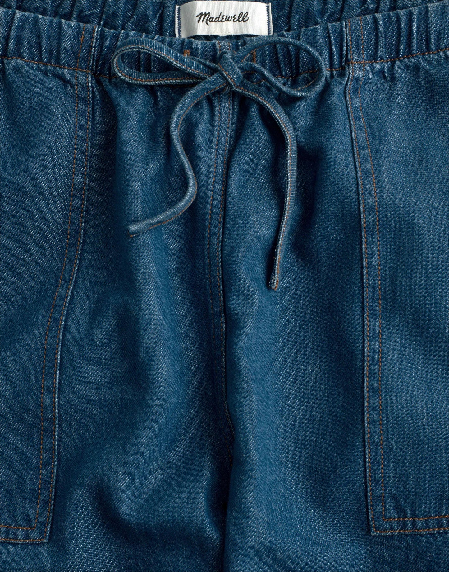 Madewell Pull-On Barrel-Leg Utility Pants in Airy Denim