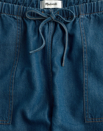 Madewell Pull-On Barrel-Leg Utility Pants in Airy Denim