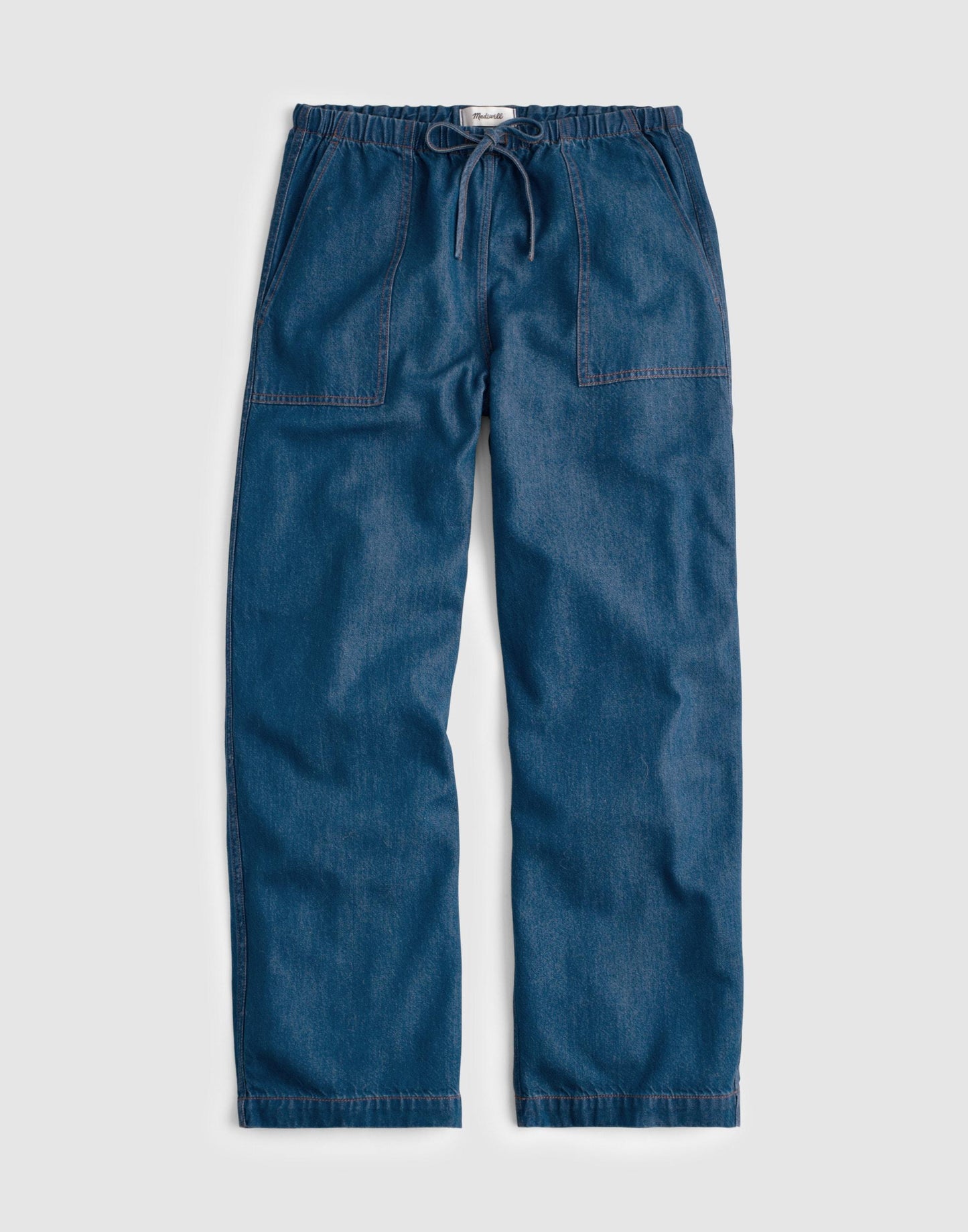 Madewell Pull-On Barrel-Leg Utility Pants in Airy Denim