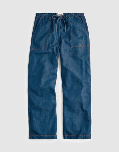 Madewell Pull-On Barrel-Leg Utility Pants in Airy Denim