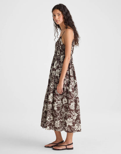 Madewell Ruched V-Neck Sleeveless Maxi Dress