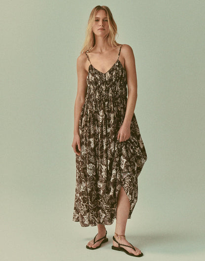 Madewell Ruched V-Neck Sleeveless Maxi Dress