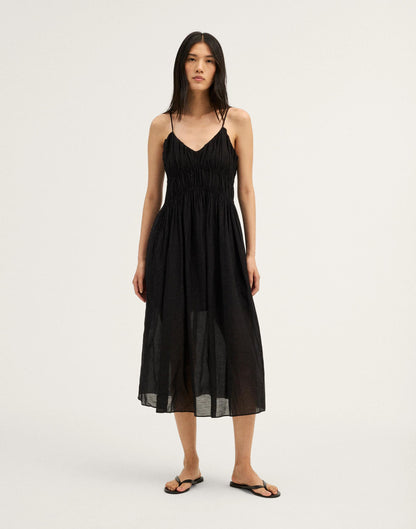 Madewell Ruched V-Neck Sleeveless Maxi Dress