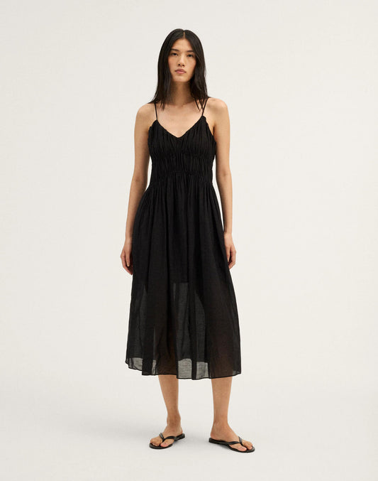 Madewell Ruched V-Neck Sleeveless Maxi Dress