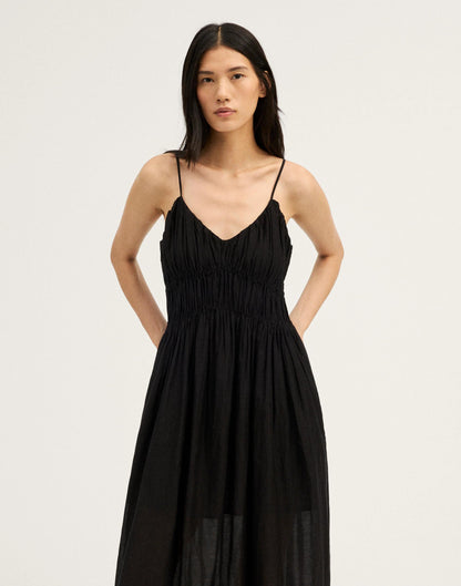 Madewell Ruched V-Neck Sleeveless Maxi Dress