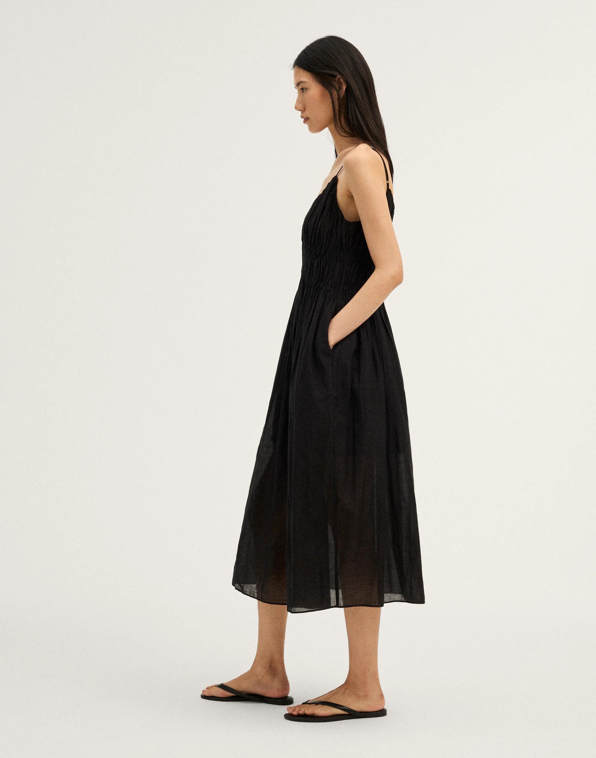 Madewell Ruched V-Neck Sleeveless Maxi Dress