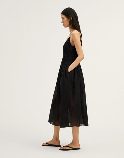 Madewell Ruched V-Neck Sleeveless Maxi Dress