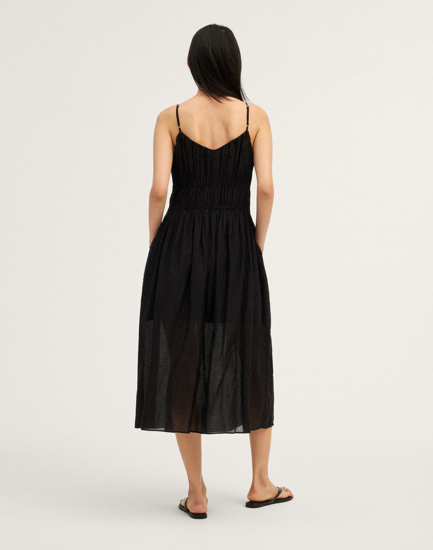 Madewell Ruched V-Neck Sleeveless Maxi Dress