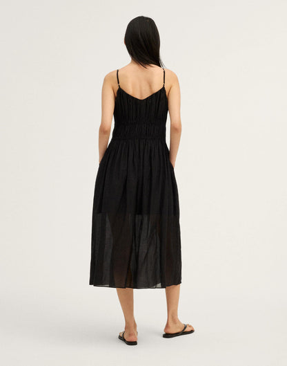 Madewell Ruched V-Neck Sleeveless Maxi Dress