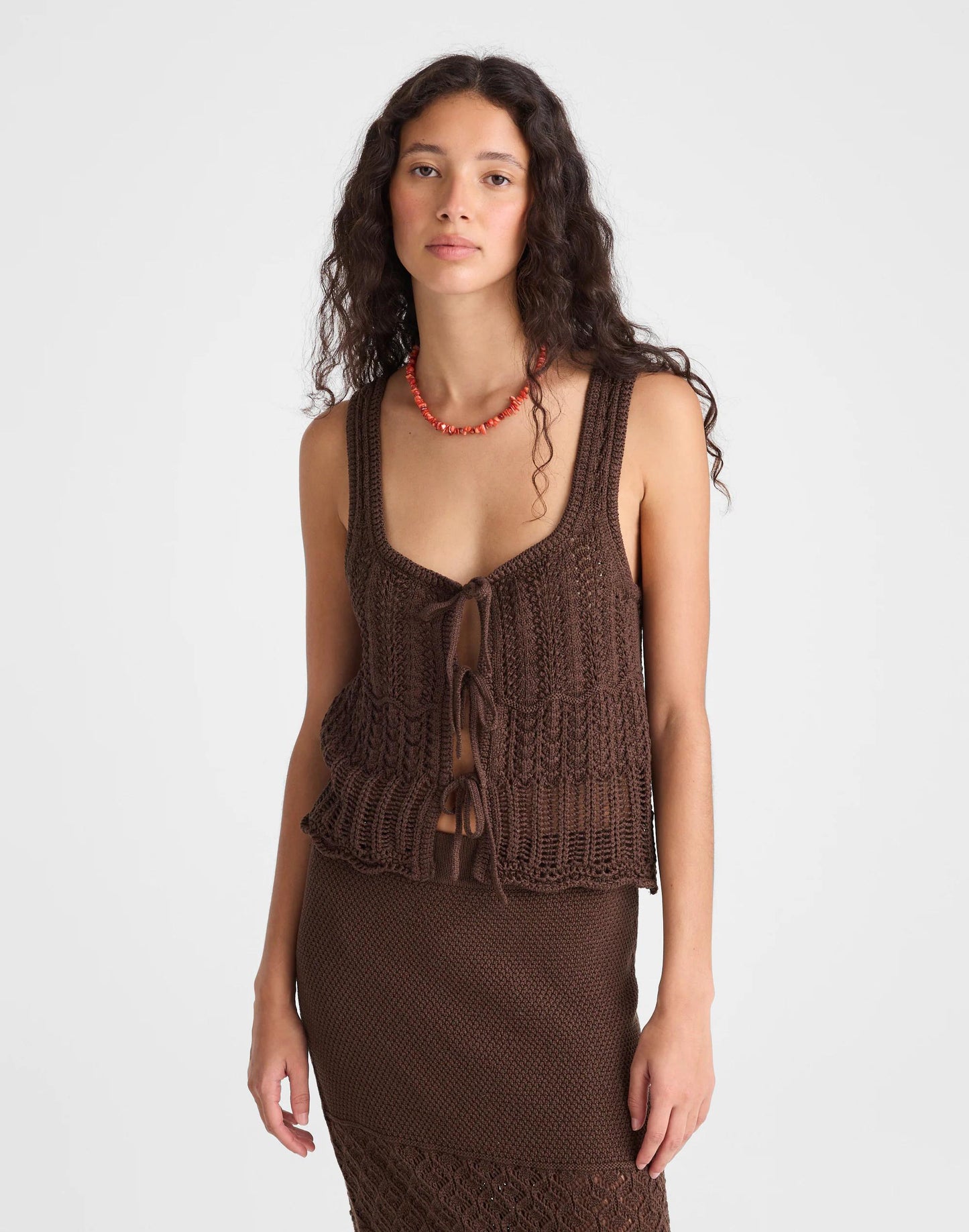 Madewell Pointelle-Stitch Tie-Front Sweater Tank in 100% Cotton
