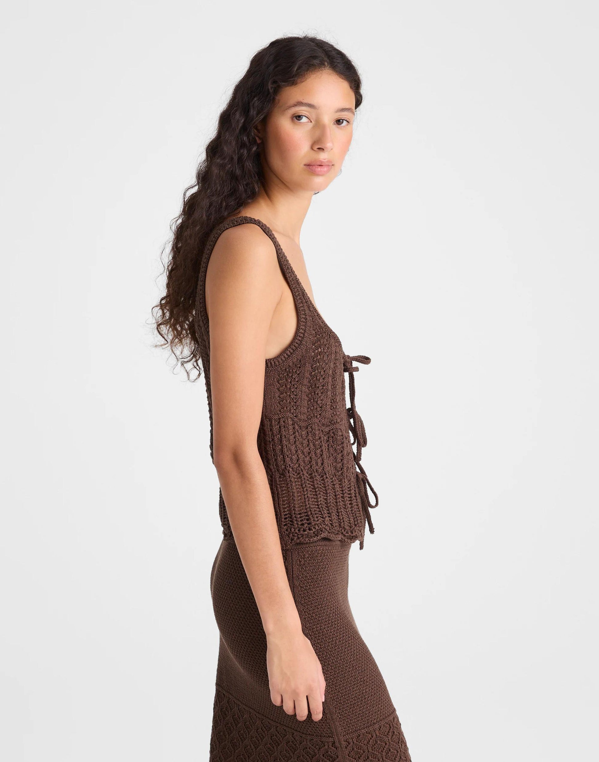 Madewell Pointelle-Stitch Tie-Front Sweater Tank in 100% Cotton