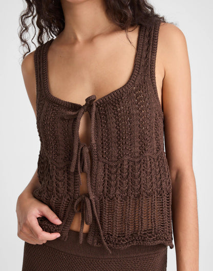 Madewell Pointelle-Stitch Tie-Front Sweater Tank in 100% Cotton