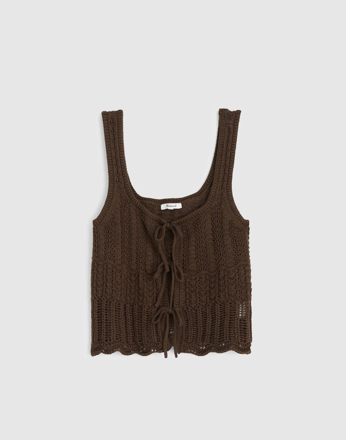 Madewell Pointelle-Stitch Tie-Front Sweater Tank in 100% Cotton