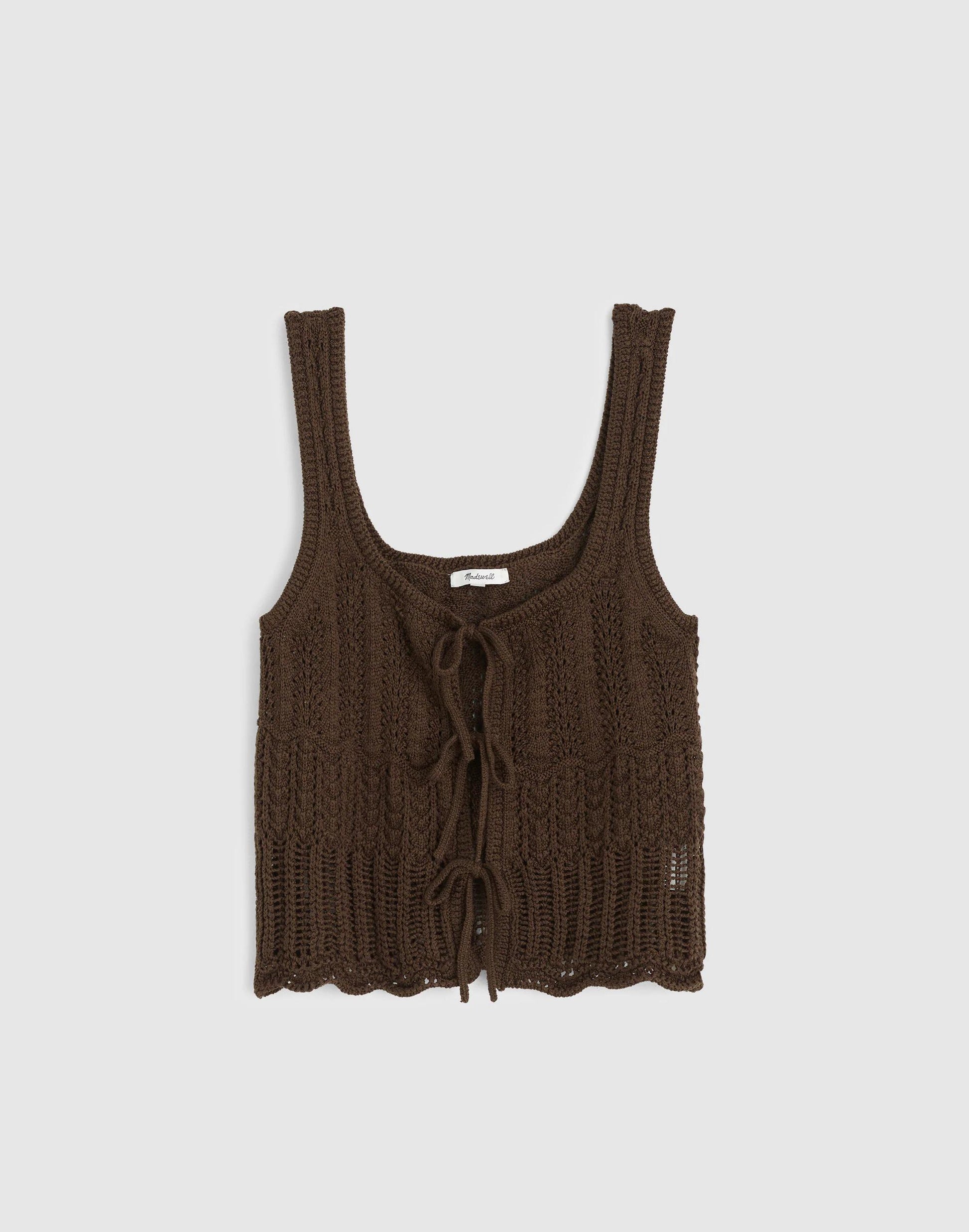 Madewell Pointelle-Stitch Tie-Front Sweater Tank in 100% Cotton